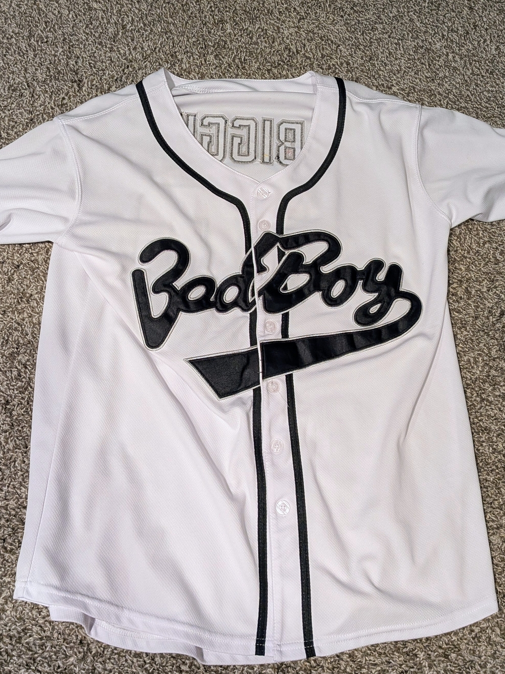 Bad Boy Biggie Smalls #10 Men's Sz L Button Down Embroidered Baseball Jersey